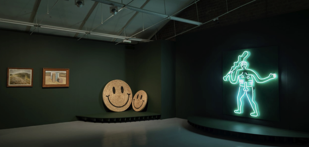 A neon sign forming the shape of a human.