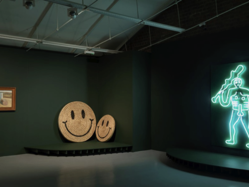 A neon sign forming the shape of a human.